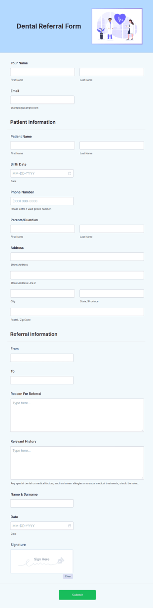 Dental Referral Form Template
