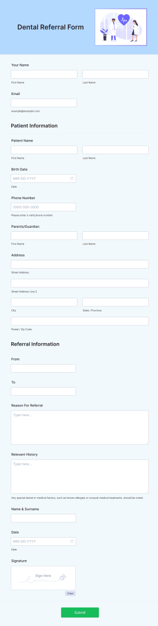 Dental Referral Form Template