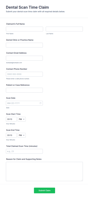 Dental Scan Time Claim Form Template