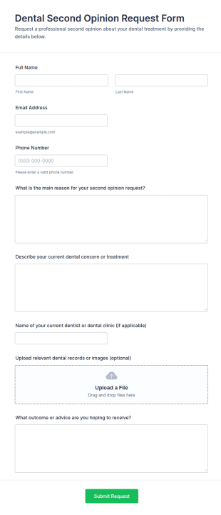 Dental Second Opinion Request Form Template