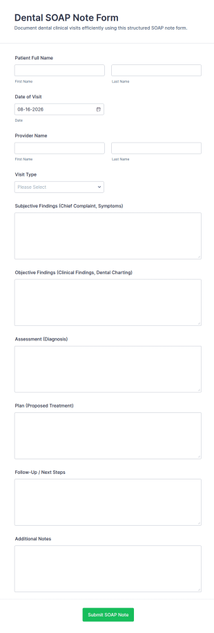 Dental SOAP Note Form Template