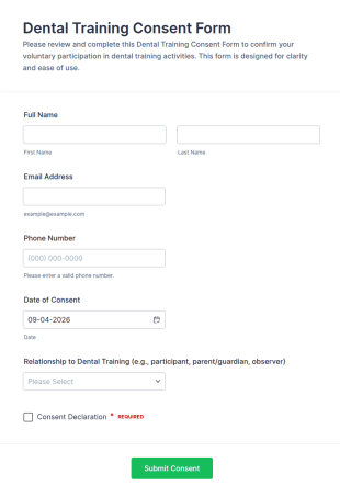 Dental Training Consent Form Template