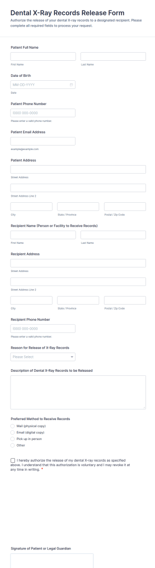 Dental X Ray Records Release Form Template