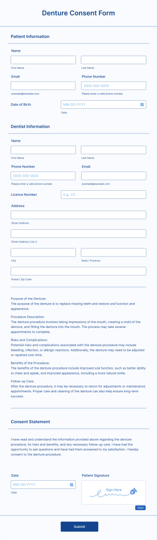 Denture Consent Form Template