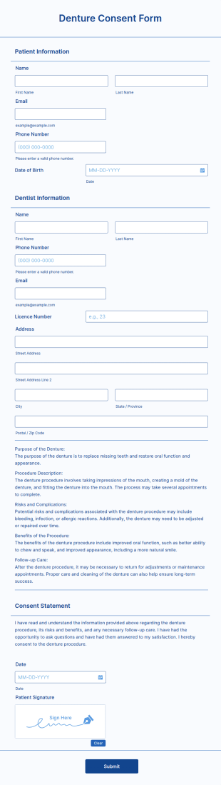 Denture Consent Form Template