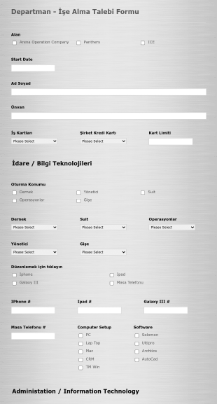 Departman İşe Alma Talebi Form Şablonu