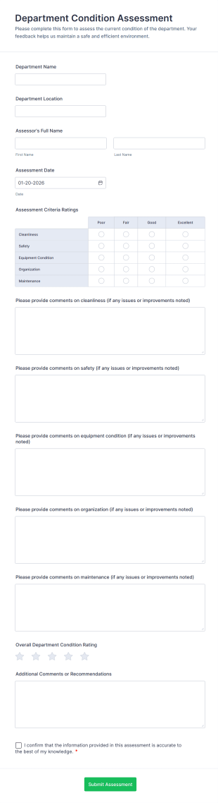 Department Condition Assessment Form Template