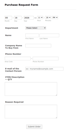 Department Purchase Request Form Template