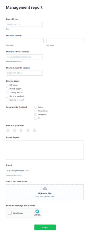 Departmental Report Form Template