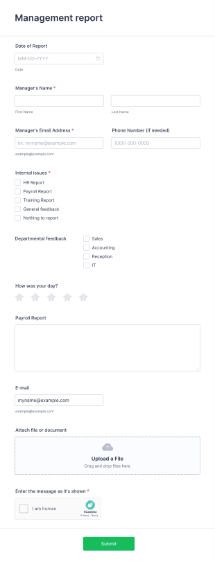 Departmental Report Form Template