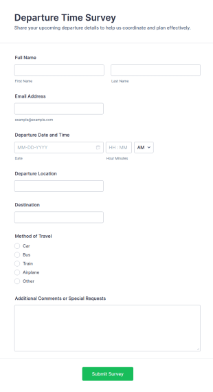 Departure Time Survey Form Template