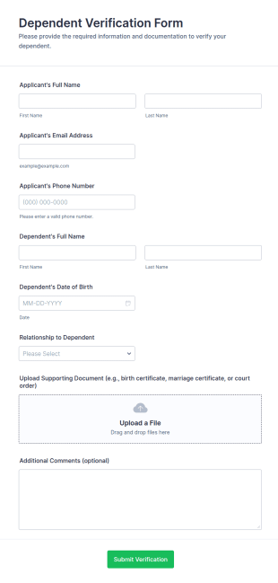 Dependent Verification Form Template