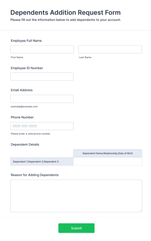 Dependents Addition Request Form Template