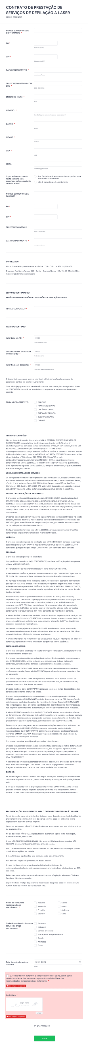 DEPILAÇÃO MODELO NOVO VENDEDORA NOME DA CLIENTE DATA DA VENDA Form Template