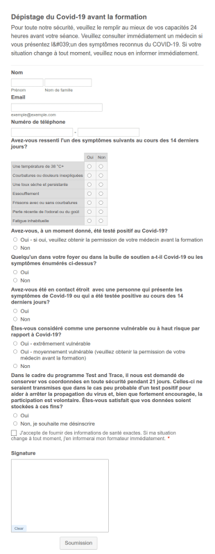 Dépistage Du Covid 19 Avant La Formation