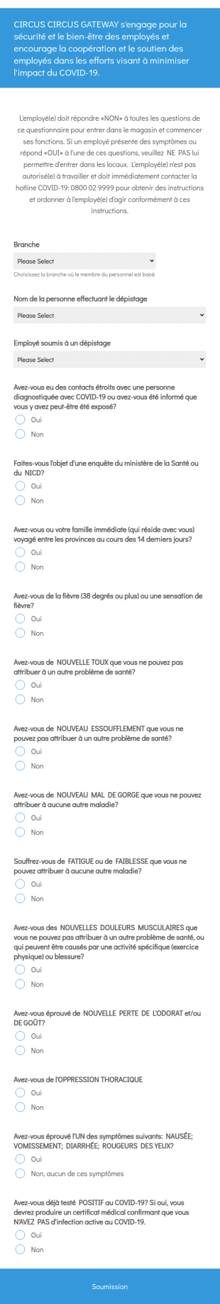 Dépistage Quotidien Du Covid 19!