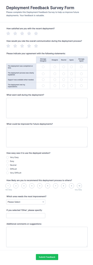 Deployment Feedback Survey Form Template