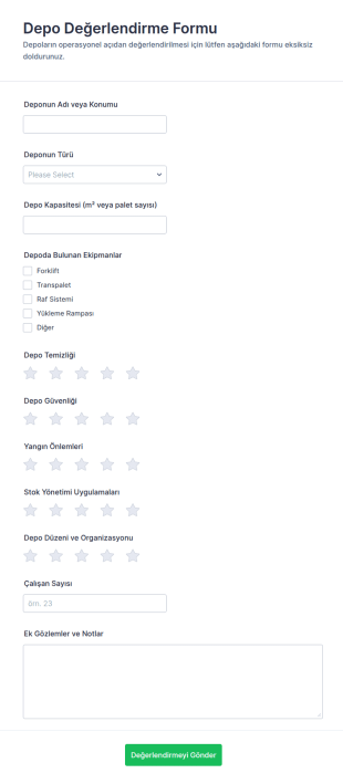 Depo Değerlendirme Anketi 🎯 Form Şablonu