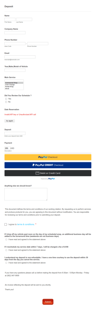 Deposit Form Template