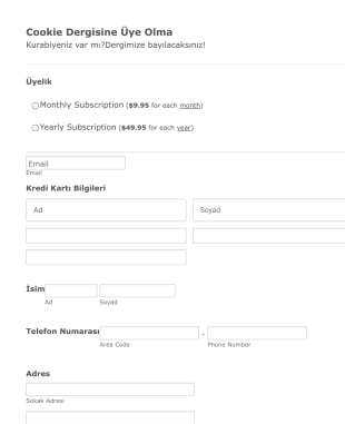Dergi Aboneliği Talep Form Şablonu