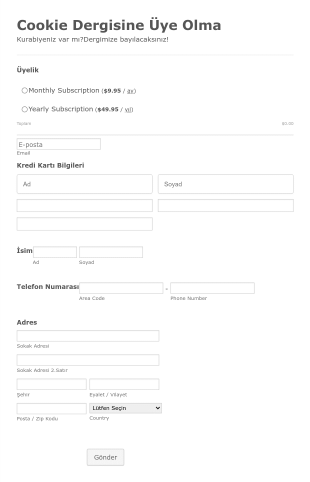 Dergi Aboneliği Talep Form Template