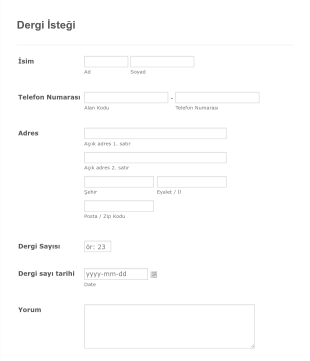 Dergi Istek Form Template