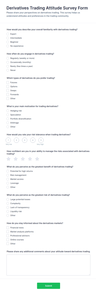 Derivatives Trading Attitude Survey Form Template