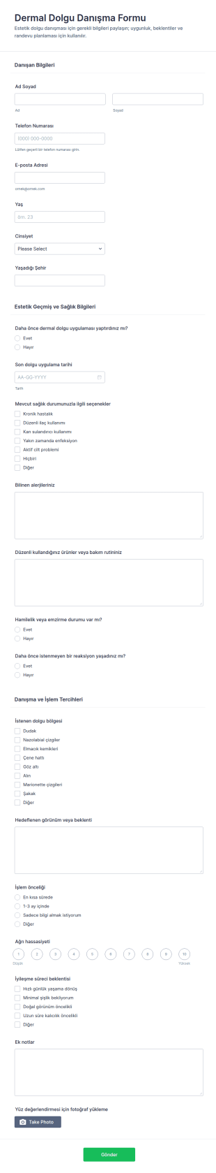 Dermal Dolgu Danışma Form Şablonu