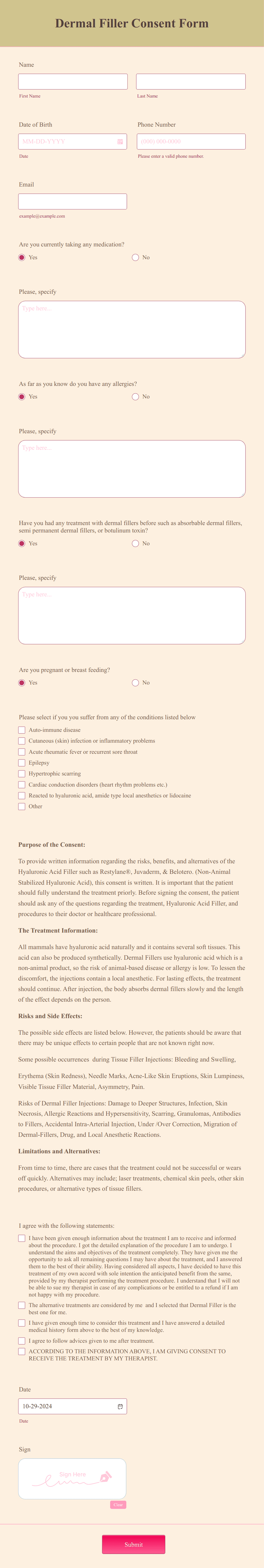 dermal filler consent form template | jotform