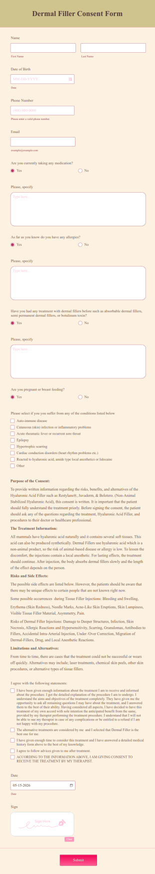 Dermal Filler Consent Form Template