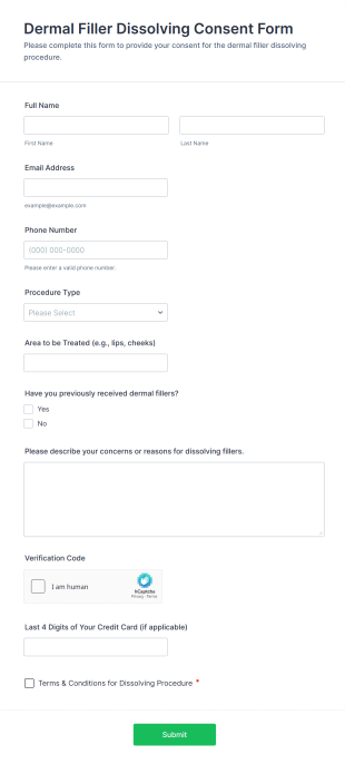 Dermal Filler Dissolving Consent Form Template