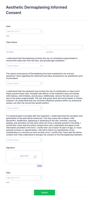 Dermaplaning Consent Form Template