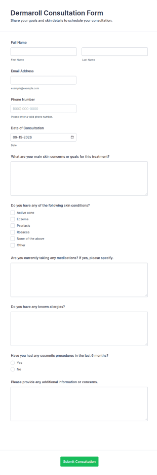 Dermaroll Consultation Form Template