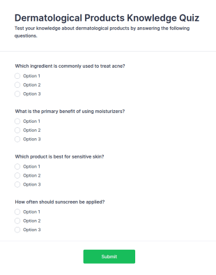 Dermatological Products Knowledge Quiz Form Template