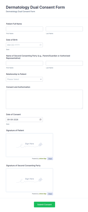 Dermatology Dual Consent Form Template