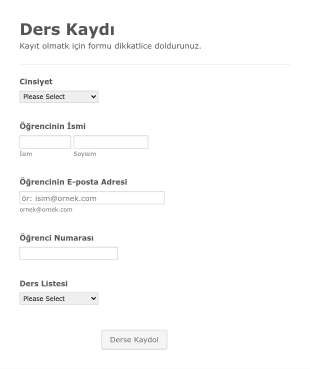 Ders Kaydı Form Template