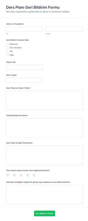 Ders Planı Geri Bildirim Form Template