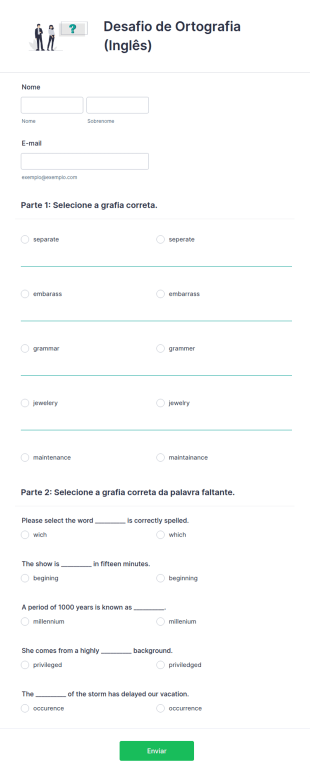 Desafio De Ortografia (Inglês)