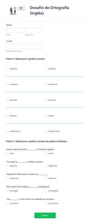 Desafio De Ortografia (Inglês)