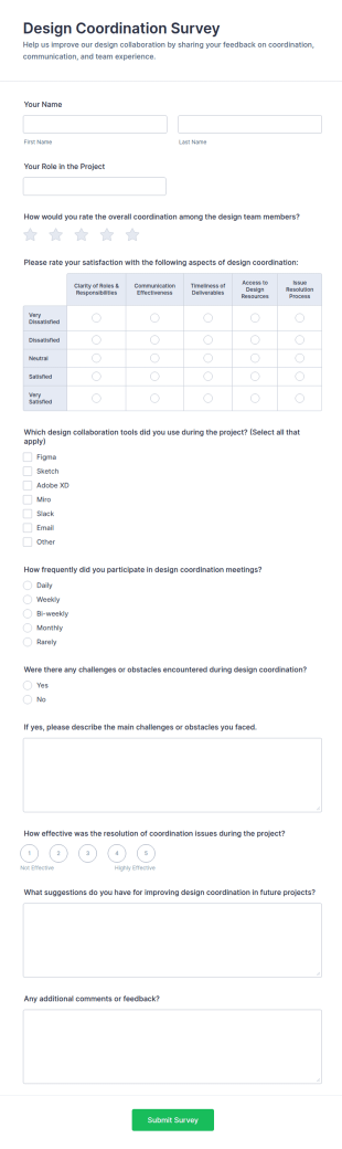 Design Coordination Survey Form Template