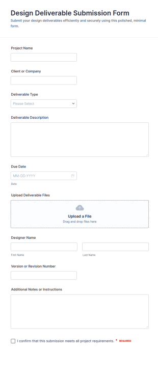 Design Deliverable Submission Form Template