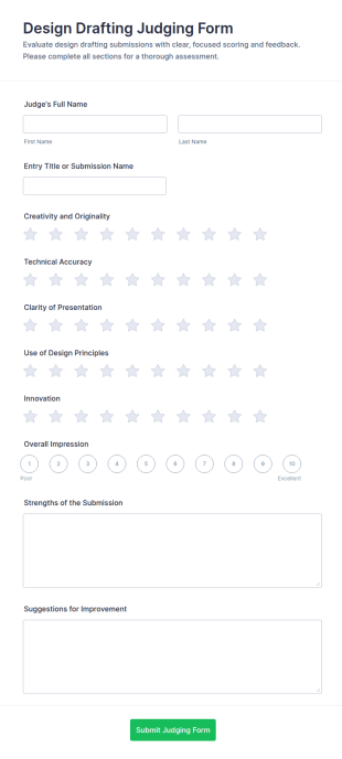 Design Drafting Judging Form Template