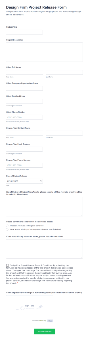 Design Firm Project Release Form Template