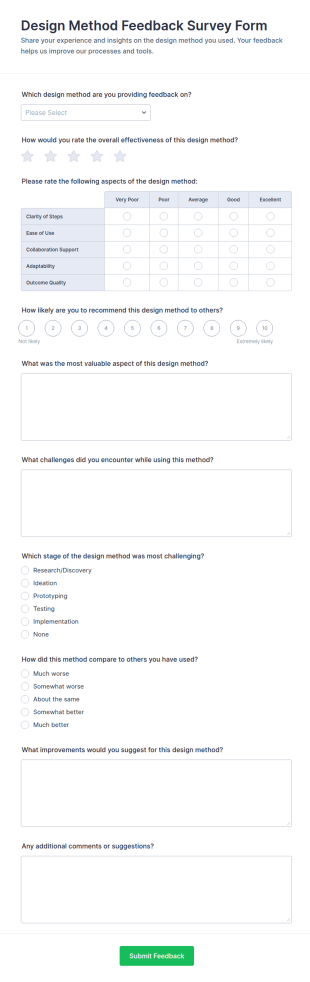 Design Method Feedback Survey Form Template