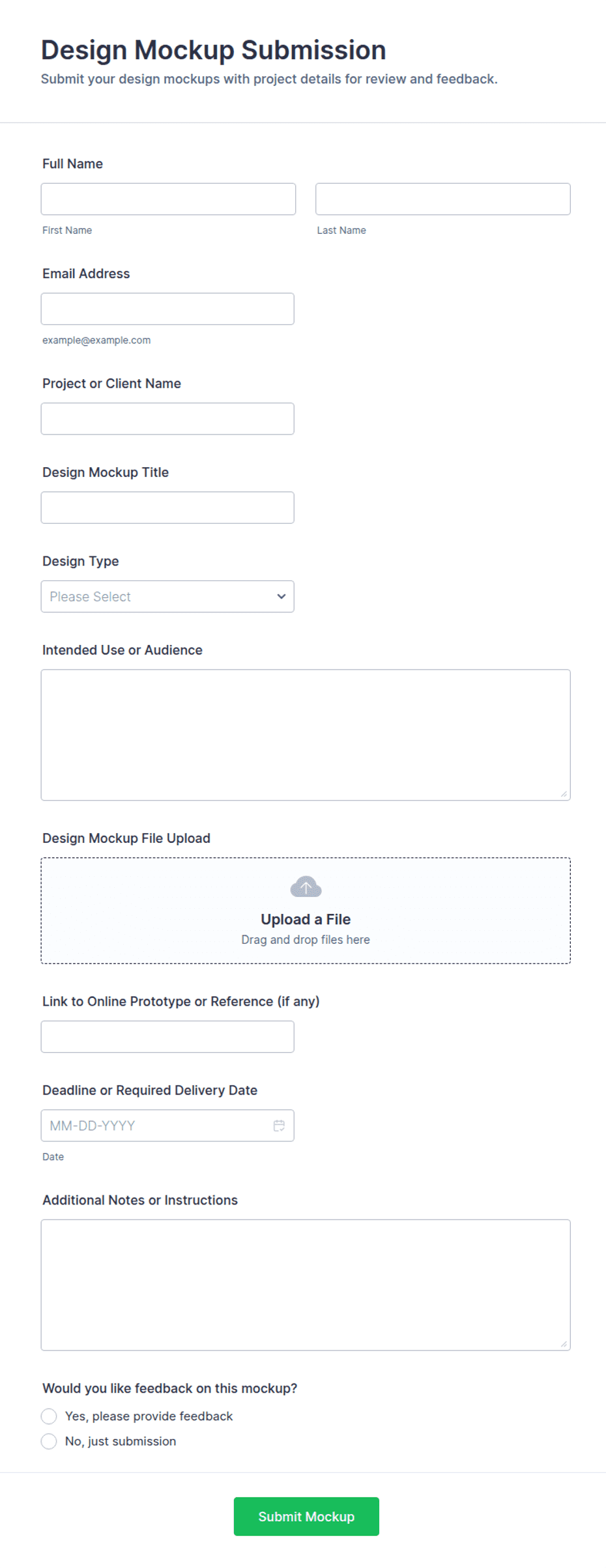 Submit For Design Design Mockup Submission Form Template | Jotform