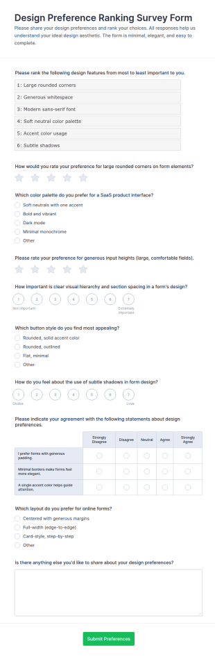 Design Preference Ranking Survey Form Template