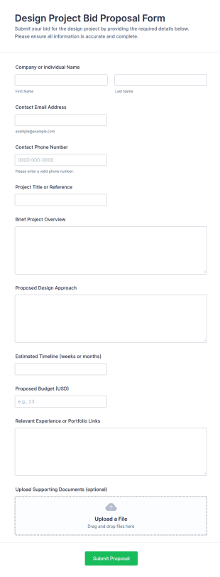 Design Project Bid Proposal Form Template