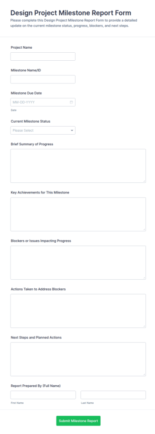 Design Project Milestone Report Form Template