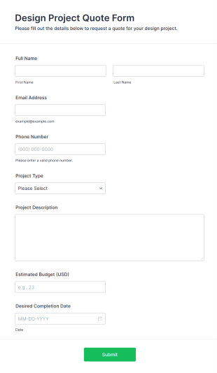 Design Project Quote Form Template