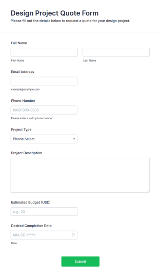 Design Project Quote Form Template
